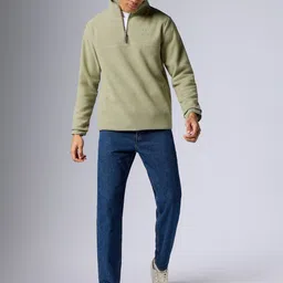 XYXX Men Regular Fit Solid Grey IntelliLuxe Jet-Setter Half-Zip Sweatshirt image 2