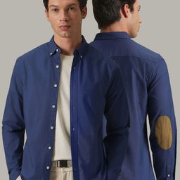 Banana Club Plain Elbow Patch Slim Fit Semiformal Cotton Oxford Shirt-picture-48