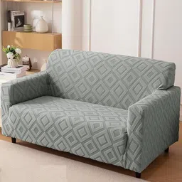 HOUSE OF QUIRK Jacquard Fabric 2 Seater 220 GSM Textured Sofa Cover-image-67