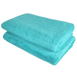 Heelium Set of 2 Teal Solid 600GSM Quick Absorbent Super Soft Bamboo Bath Towels image 2