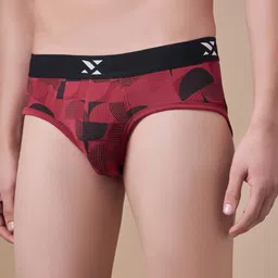Masch Sports Pack Of 3 Geometric Printed Antimicrobial Briefs BRF-3-PRT-EI-RED-RED-RED image 5