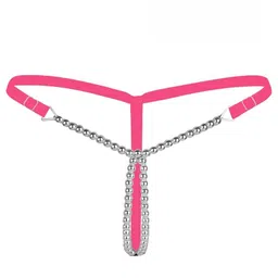 kamuklife Women Polyester White Pearl G-String- Pink image 1