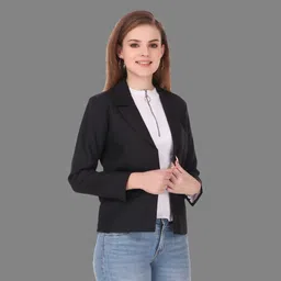 flickz Women Solid Single Breasted Casual Blazer-picture-26
