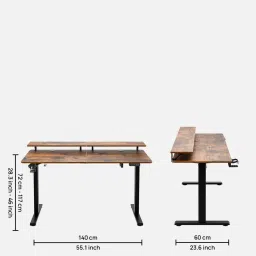 green soul Gt Elevate Electric Height Adjustable Table In Antique Wood Finish image 2