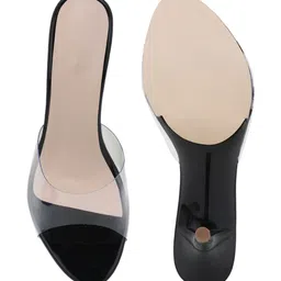 KALINI Colourblocked PU Kitten Sandals with Laser Cuts image 2