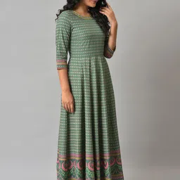 W Women Checked Maxi Fit and Flare Ethnic Dresses image 3