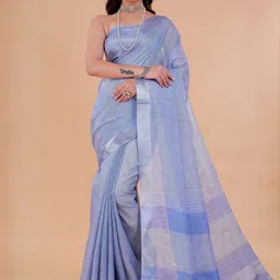 NEGRONI Woven Design Zari Border Saree with Blouse Piece image 4
