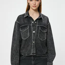 Koton Women Denim Jacket with Patchwork-image-51