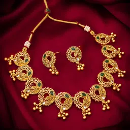 Anouk Gold-Plated Stone Studded and Beaded Jewellery Set-picture-35