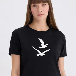 LAUREN ADAMS Women Graphic Printed Round Neck Pure Cotton T-shirt-image-17