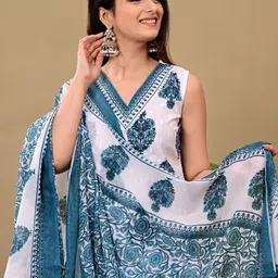 KALINI Women Ethnic Motifs Printed Regular Pure Cotton Kurta with Trousers & With Dupatta-picture-37