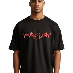 ekchala Unisex Typography Printed Round Neck Pure Cotton Oversized T-shirt-picture-20