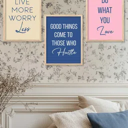 WALLLANE Brown 2 Piece Wood Motivational Wall Paintings image 2