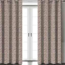 HOMEBREW FURNISHINGS Coffee Brown 2 Pieces Geometric Room Darkening Long Door Curtains-picture-33