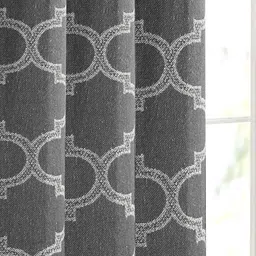 Saral Home Grey & White Geometric Room Darkening Window Curtain image 3
