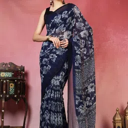 Meena Bazaar Floral Poly Georgette Saree-image-77