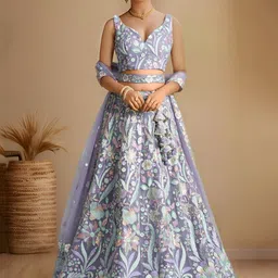 DIVASTRI Embroidered Sequinned Semi-Stitched Lehenga & Unstitched Blouse With Dupatta-picture-27