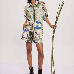 JC Mode Printed Shirt Collar Short Sleeves Shirt With Shorts-picture-0