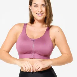 Domyos By Decathlon Women's High Support Zipped Sports Bra with Cups-picture-24