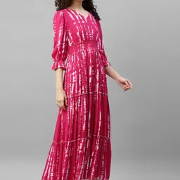 Femvy Tie and Dye Crepe Fit & Flare Maxi Dress image 3