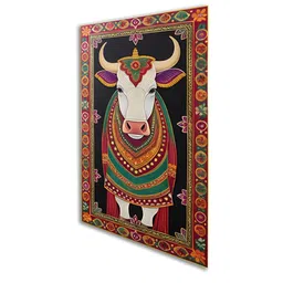 nestroots Navy Blue & Blue 3 Pieces Sacred Indian Cow Canvas Wall Paintings image 5