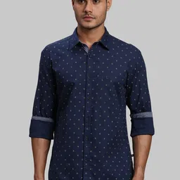 Parx Men Cutaway Collar Micro Ditsy Printed Cotton Slim Fit Casual Shirt-picture-30