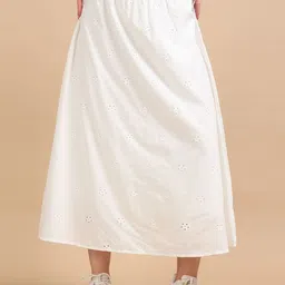 GLAM & CHIQUE Embroidered Pure Cotton Midi Skirt image 1