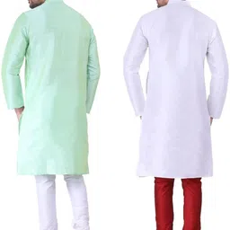 JEXI Men Regular Pure Silk Kurta with Churidar image 3