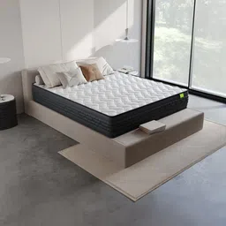 Wakeup India White & Black Quilted Riserox Luxe Comfort Pocket Spring Double Mattress-image-88