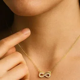 SALVE Stainless Steel Cubic Zirconia Studded Infinity Minimal Necklace image 4