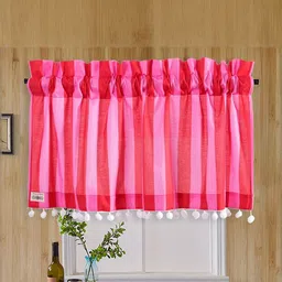 HANDICRAFT PALACE Pink Striped Cotton Lightweight Window Rod Pocket Curtain-picture-21