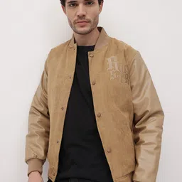 The Roadster Life Co. Embossed Print Suede Finish Bomber Jacket-picture-23