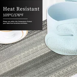 LUXEHOME INTERNATIONAL Silver Toned 6 Pieces Textured Anti Skid Table Placemats image 2