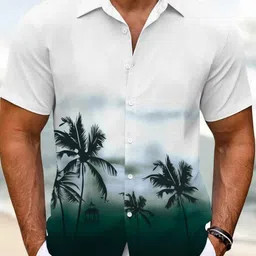 KLYZEE Original Tropical Printed Spread Collar Casual Shirt image 3