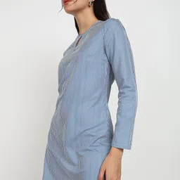 Asami Striped Keyhole Neck A-Line Dress image 3