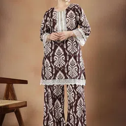 STYLEBAAZI Women Ethnic Motifs Printed Regular Pure Cotton Kurta with Palazzos-picture-28