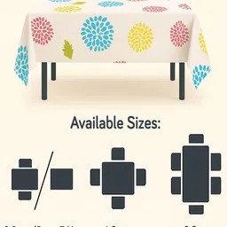 HOKIPO White & Blue Floral Printed Waterproof 6-Seater Table Cover image 4