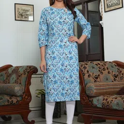 SAK JAIPUR Women Floral Printed Keyhole Neck Kurta-image-88