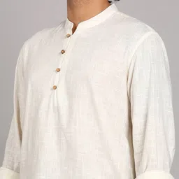 SWAGG INDIA Men Striped Printed Mandarin Collar Cotton Short Kurta image 2