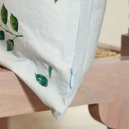 sangria Myntra Elegant Homes Verdant Harmony White & Green Printed Cotton Square Cushion Cover image 2