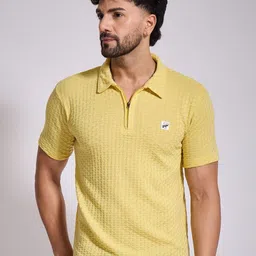 FUGAZEE Self Design Polo Collar Short Sleeves Regular Fit Casual T-Shirt-picture-35