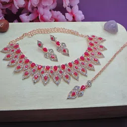 Anouk Rose Gold-Plated Stone-Studded Jewellery Set-image-61