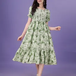 CORSICA Women Floral Printed Crepe FitAnd Flare Dress-picture-25