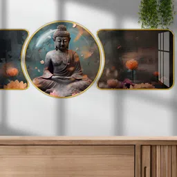 Aura Green & Orange 1 Piece Wood Abstract Wall Paintings-picture-25