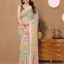 SILKWEAR Geometric Printed Pure Georgette Ready to Wear Saree-picture-11