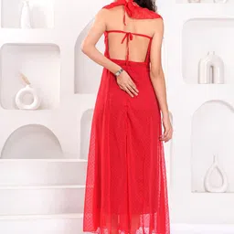 OH MI DIOS Women Solid Ruffled Georgette Maxi Dress image 2