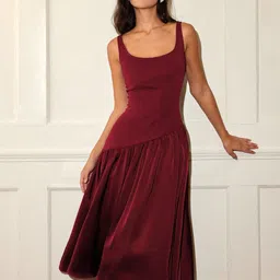 Outzidr Women Solid Fit & Flare Maxi Dress image 3