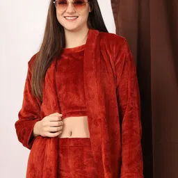 ETC Round Neck Long Sleeves Top & Pyjama With Shrug image 4