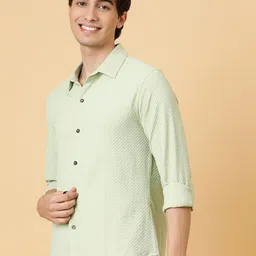 Kotty Men Relaxed Spread Collar Textured Self Design Casual Shirt image 5