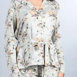 Crimsoune Club Floral Printed Lapel Collar Shirt & Trouser With Belt image 3